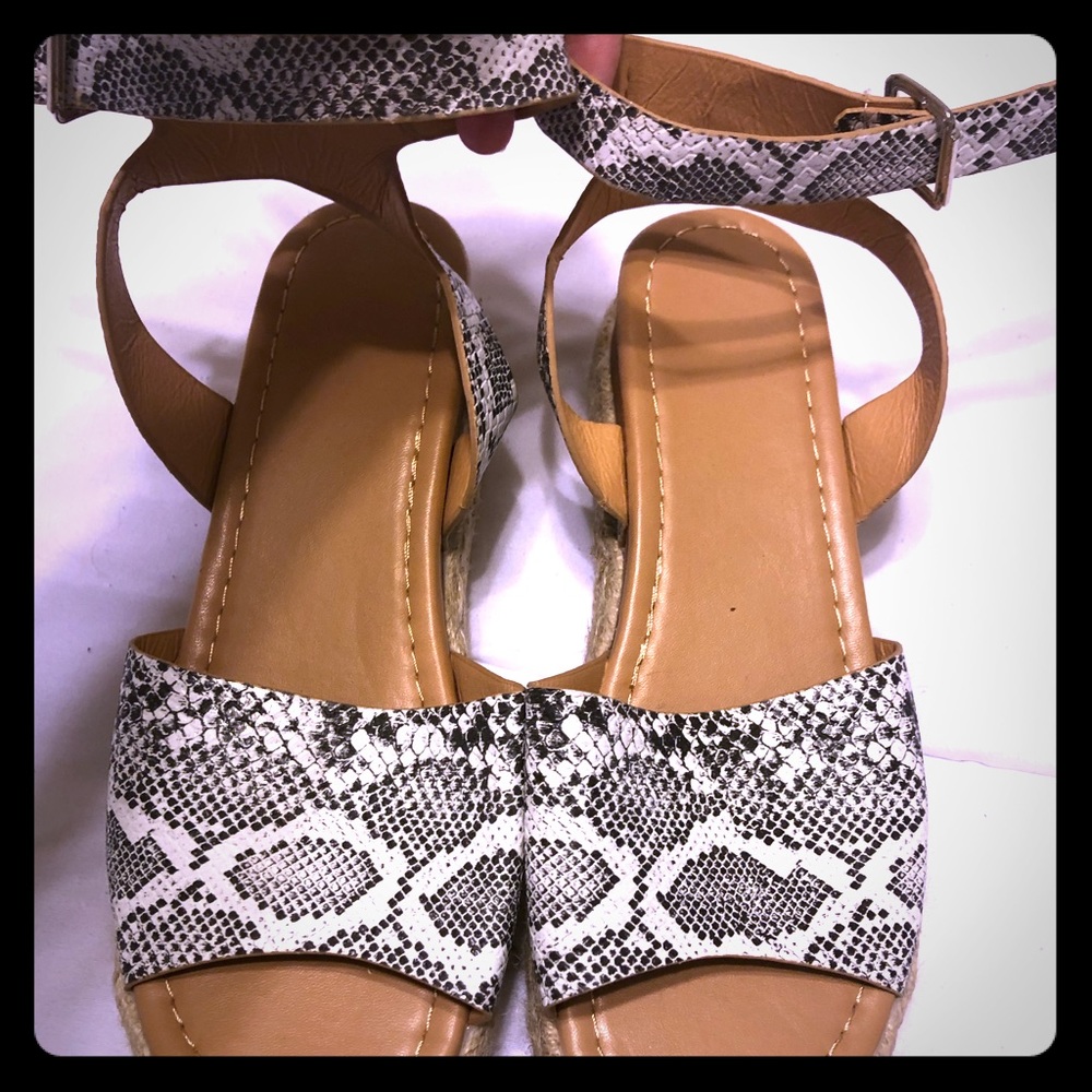 Faux snakeskin platform sandals. Never worn